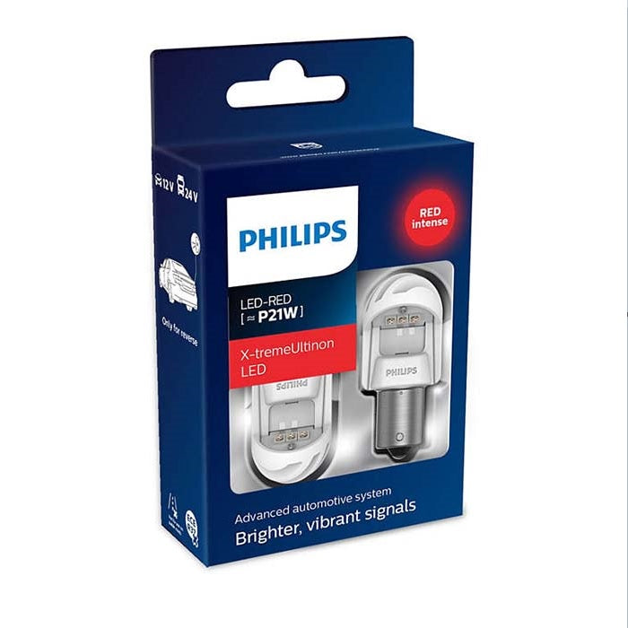 Philips, Ultinon LED P21W rød 12/24 V – sett