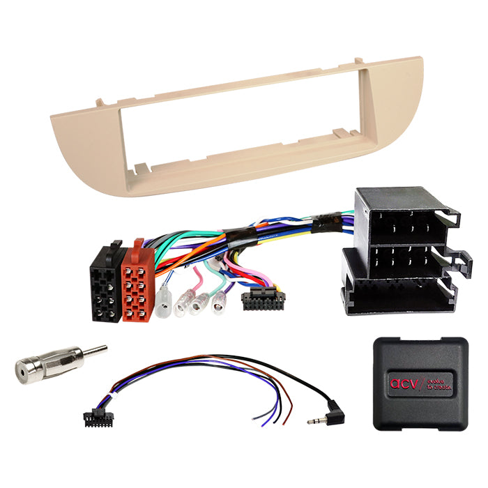 ACV, Komplett 1-DIN-sett — Passer til Fiat 500(ZAF 312) Beige 2007-2015