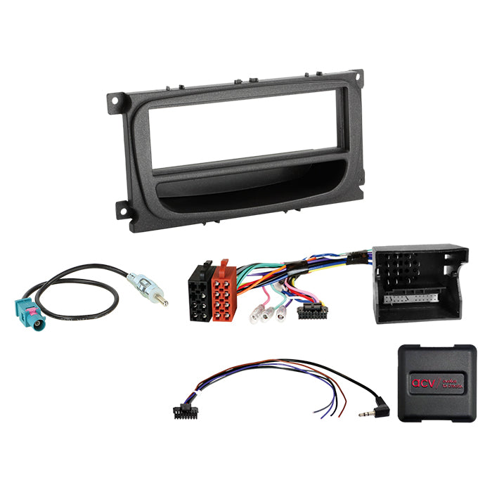 ACV, komplett 1-DIN-kit Ford sort / CAN Bus Fakra