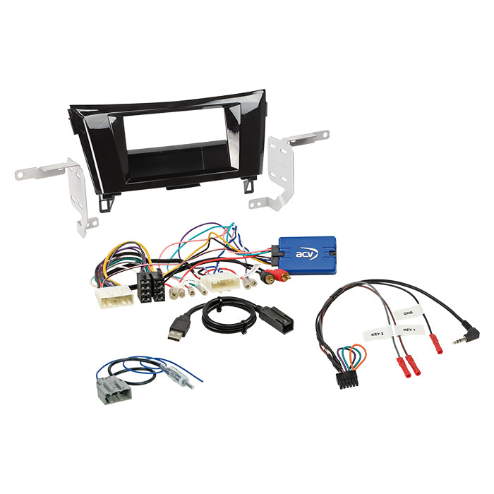 ACV, 2-DIN-sett M/lomme Nissan Qashqai/X-Trail rattbetjening