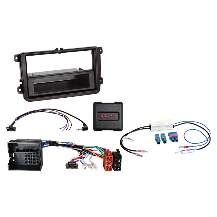 ACV, 2-ISO-kit M/lomme Seat/skoda/vw rattbetj./antenne Din
