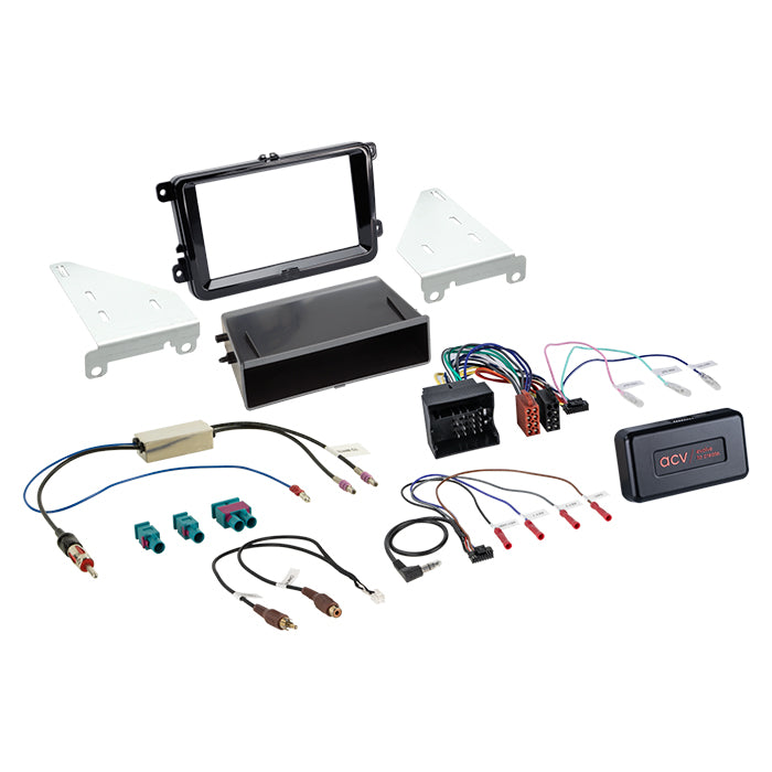 ACV, Komplett 2-DIN-sett M. Rom Skoda/vw Piano Sort 40Pin