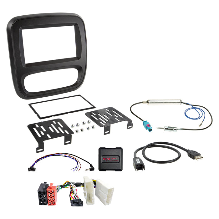 ACV, 2-DIN-kit Fiat/Nissan/Opel/Renault U/klimakontroll, rattbetjening
