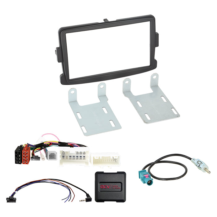 ACV, 2-DIN kit Dacia/fiat/nissan/opel/renault sort rattbetjening