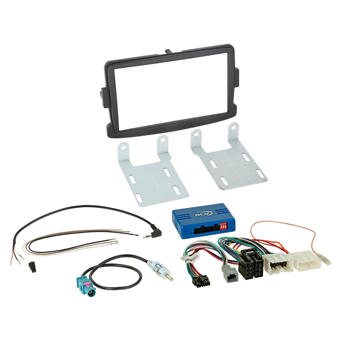 ACV, komplett 2-DIN-kit Dacia/fiat/nissan/opel/renault svart