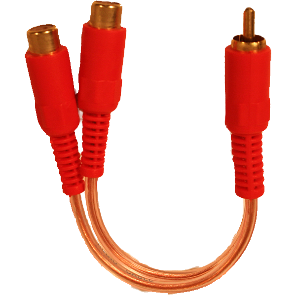 , Y-kabel, 2 hunntil 1 hannstøpsel