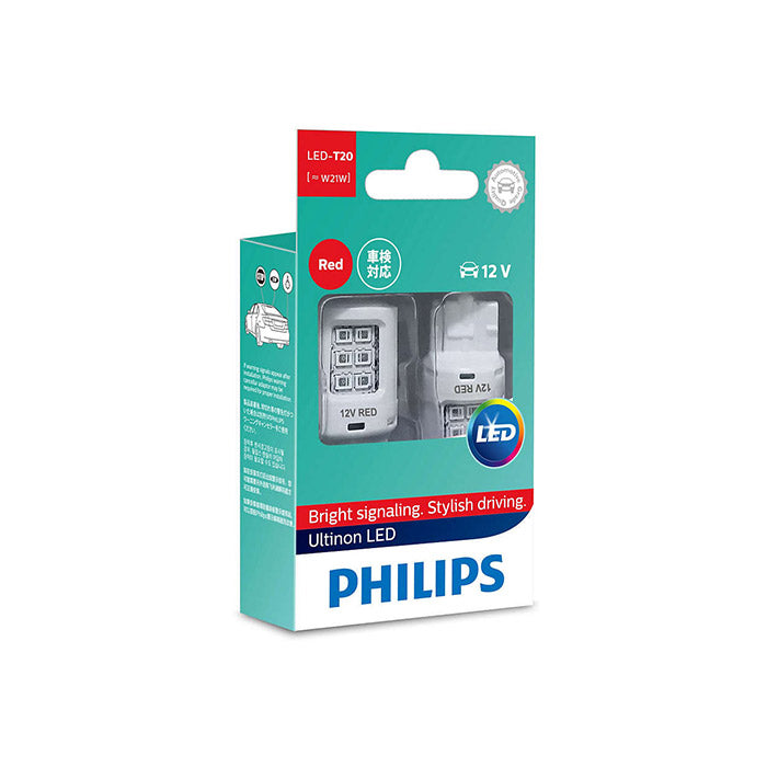 Philips, Ultinon LED W21W rød 12V – sett