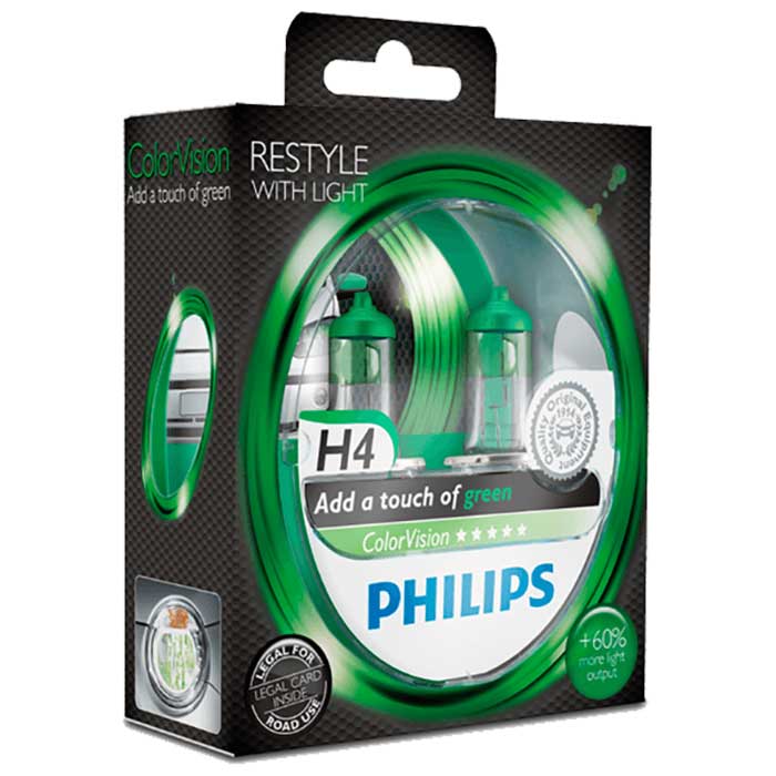Philips Colorvision grønn H4 60/55W 12V – sett