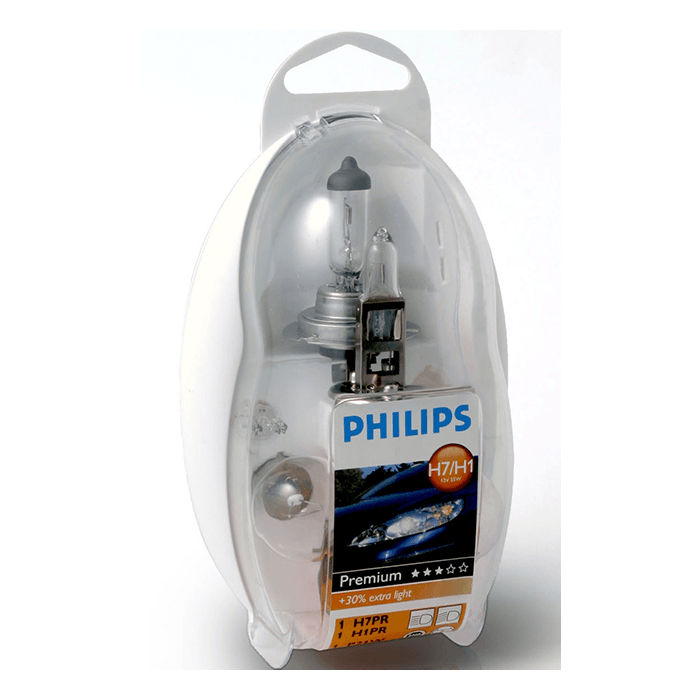 Philips, premium H1/H7 12 V-reservepæresett