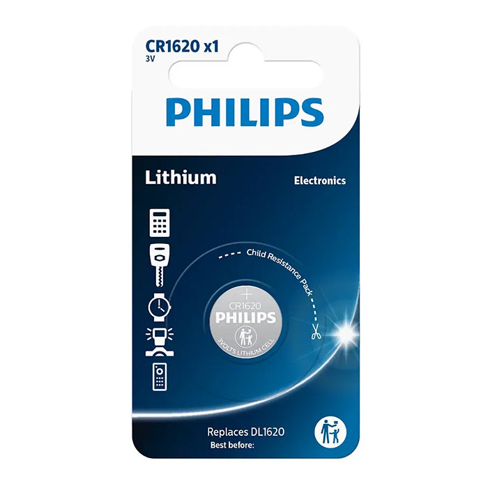Philips, CR1620 knappcellebatteri 3V