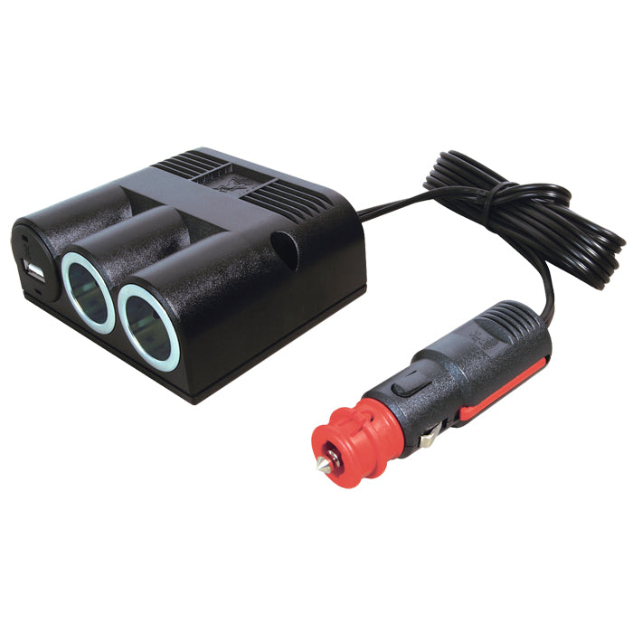 Procar, strømuttak 1→2 + USB-A med ledning