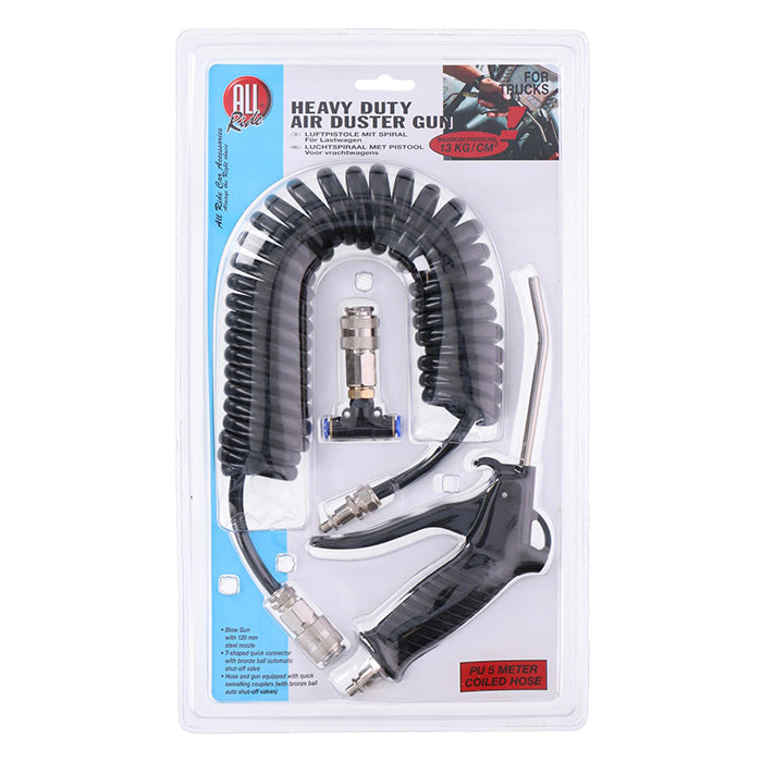 Allride, luftpistolsett, spiralslange, kraftig, svart,