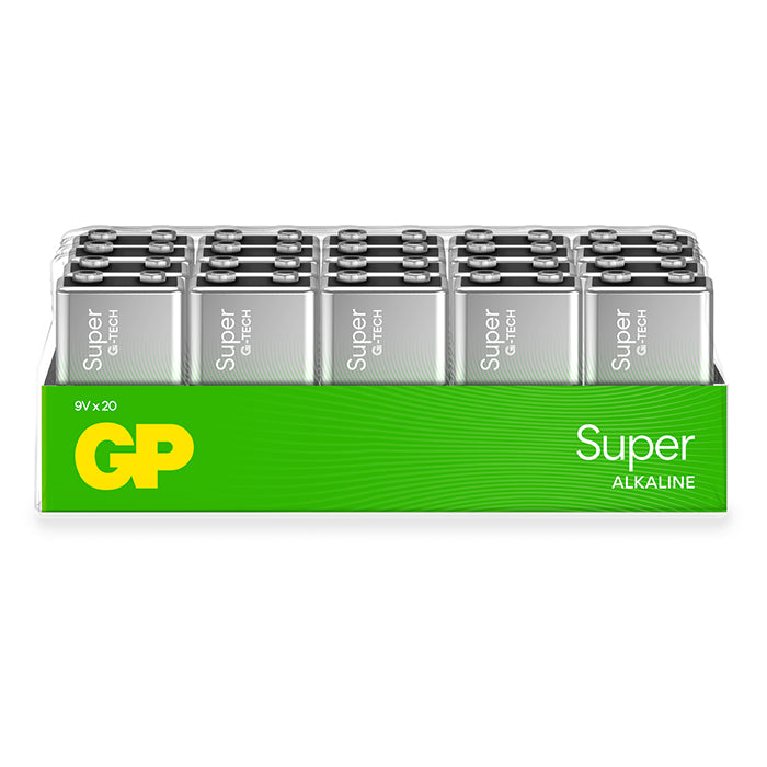 GP Batteries, GP Super Alkaline 9 V-batteri, 1604A/6LF22, 20-pakning