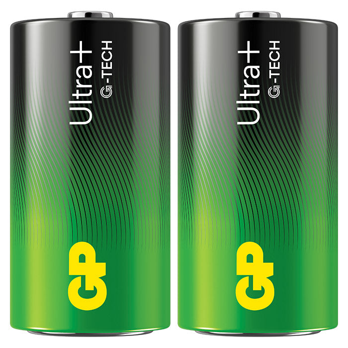 GP Batteries, GP Ultra Plus alkaliske C-batterier 14AUP/LR14, 2-pakning