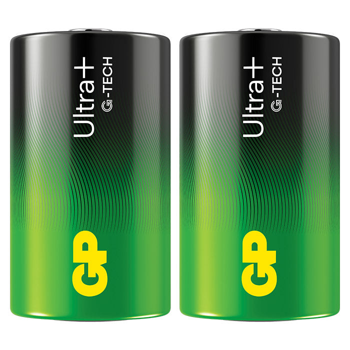 GP Batteries, GP Ultra Plus alkaliske D-batterier 13AUP/LR20, 2-pakning