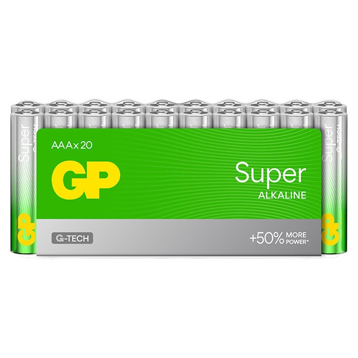 GP Batteries, GP Super Alkaline AAA-batterier 24A/LR03, 20-pakning