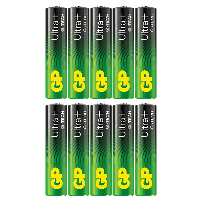 GP Batteries, GP Ultra Plus alkaliske AAA-batterier 24AUP/LR03, 10-pakning
