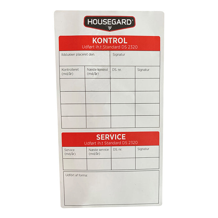 Housegard, universelt kontrollmerke for brannslukkere