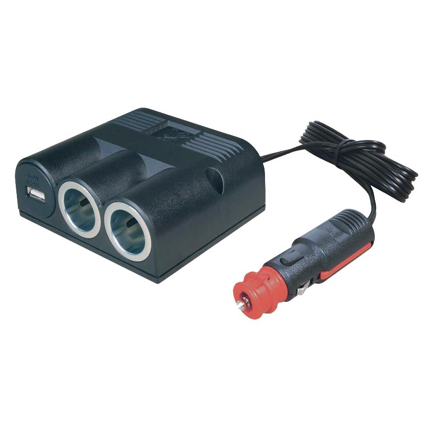 Procar, strømuttak 1→2 + USB-A med ledning