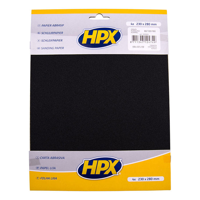 HPX, sandpapirsett med 1 stk. P80, 2 stk. P120 og 1 stk. P180