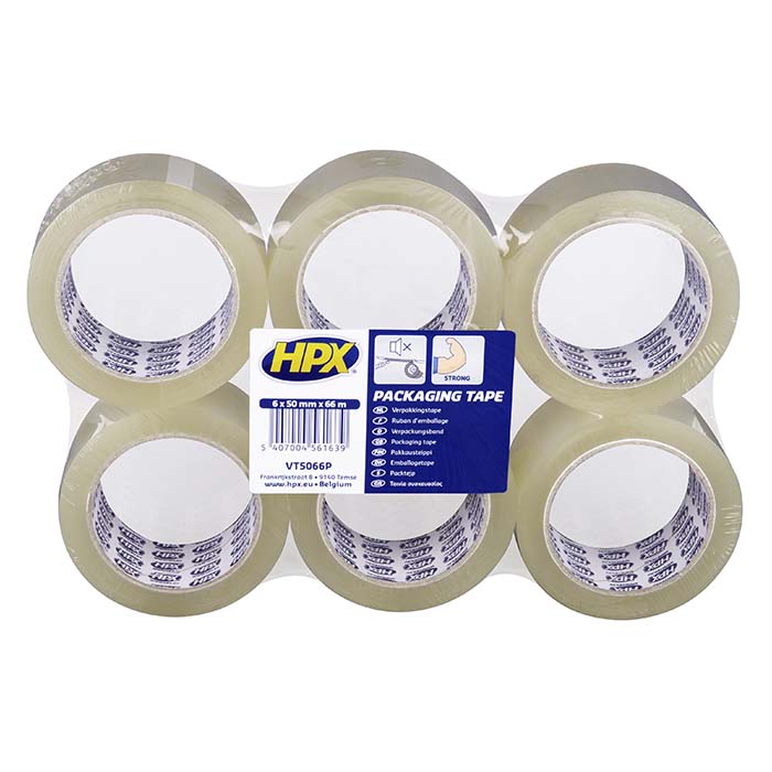 HPX, klar pakketape 50 mm x 66 m (6 ruller)