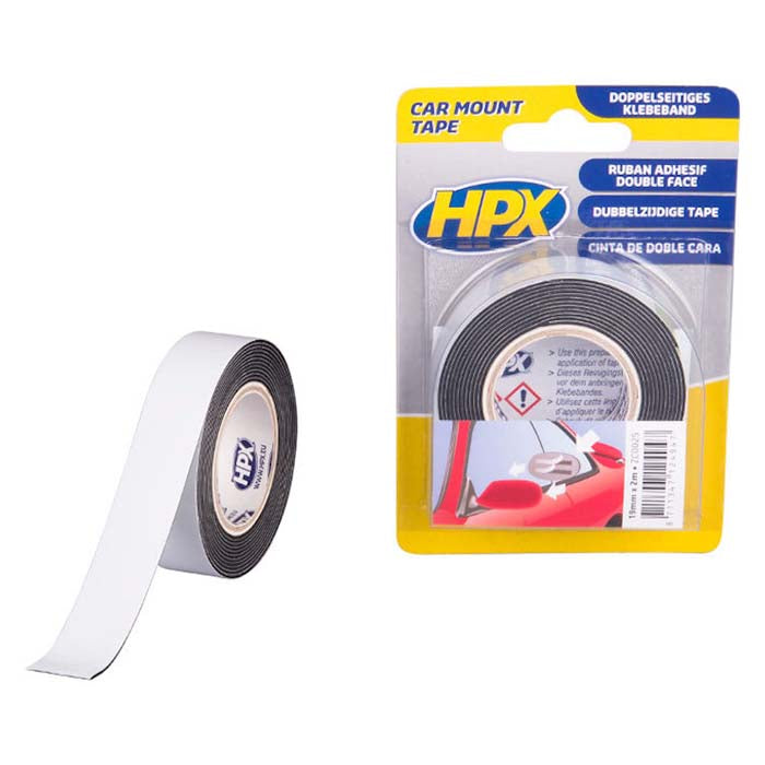 HPX, dobbeltsidig svart tape 19 mm x 2 m